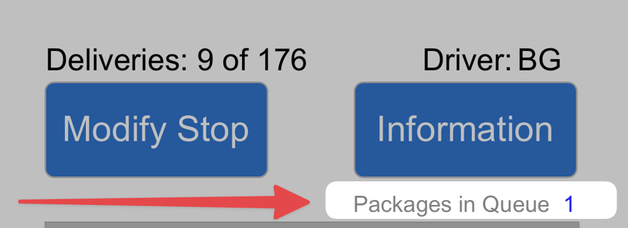 Packages in Queue showing 1 at the top right